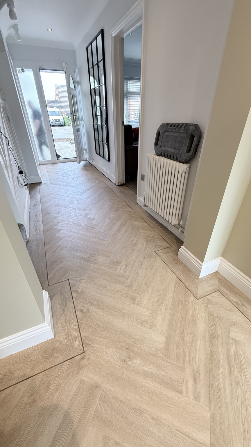 Herringbone hallway with feature border