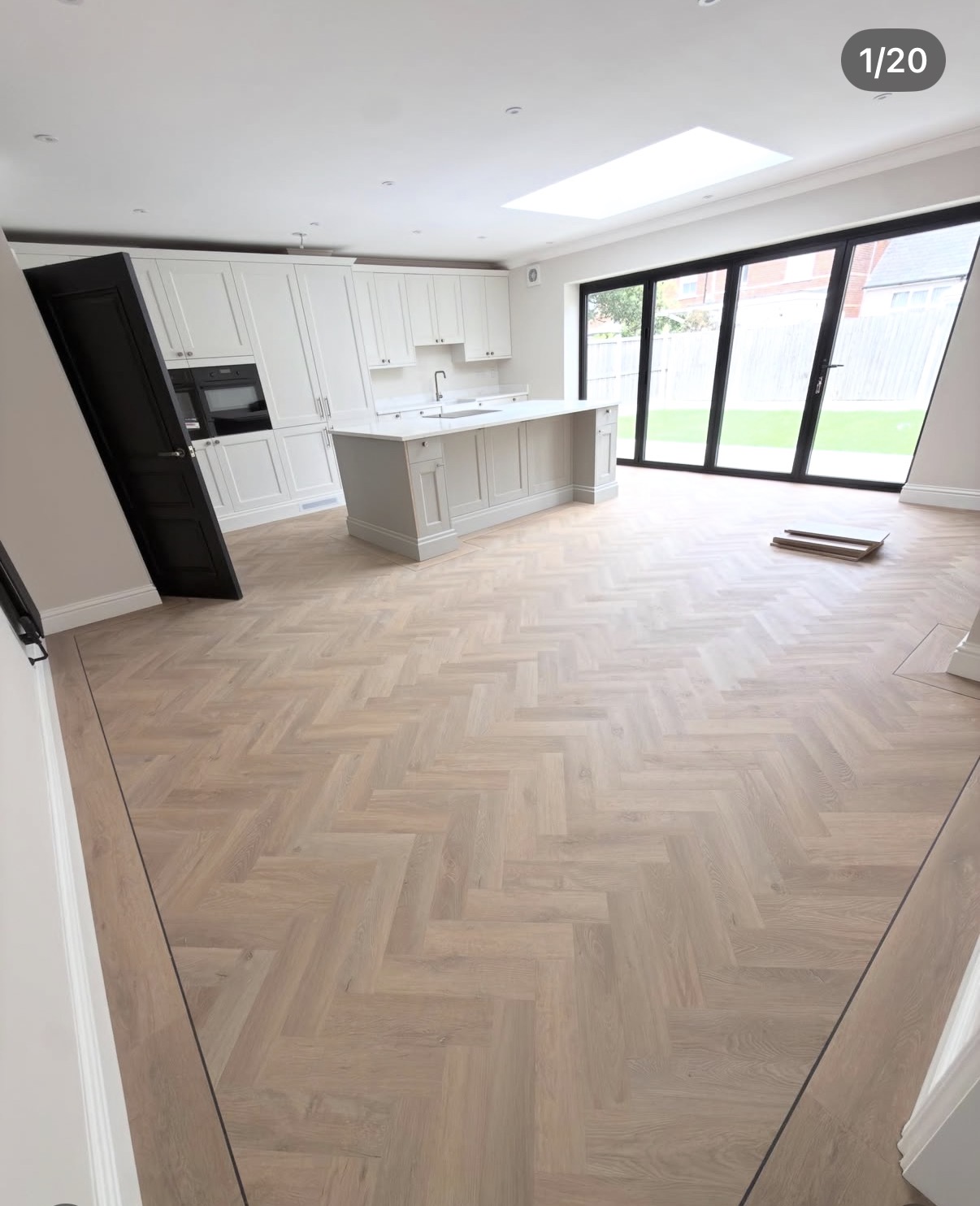Large kitchen herringbone flooring project