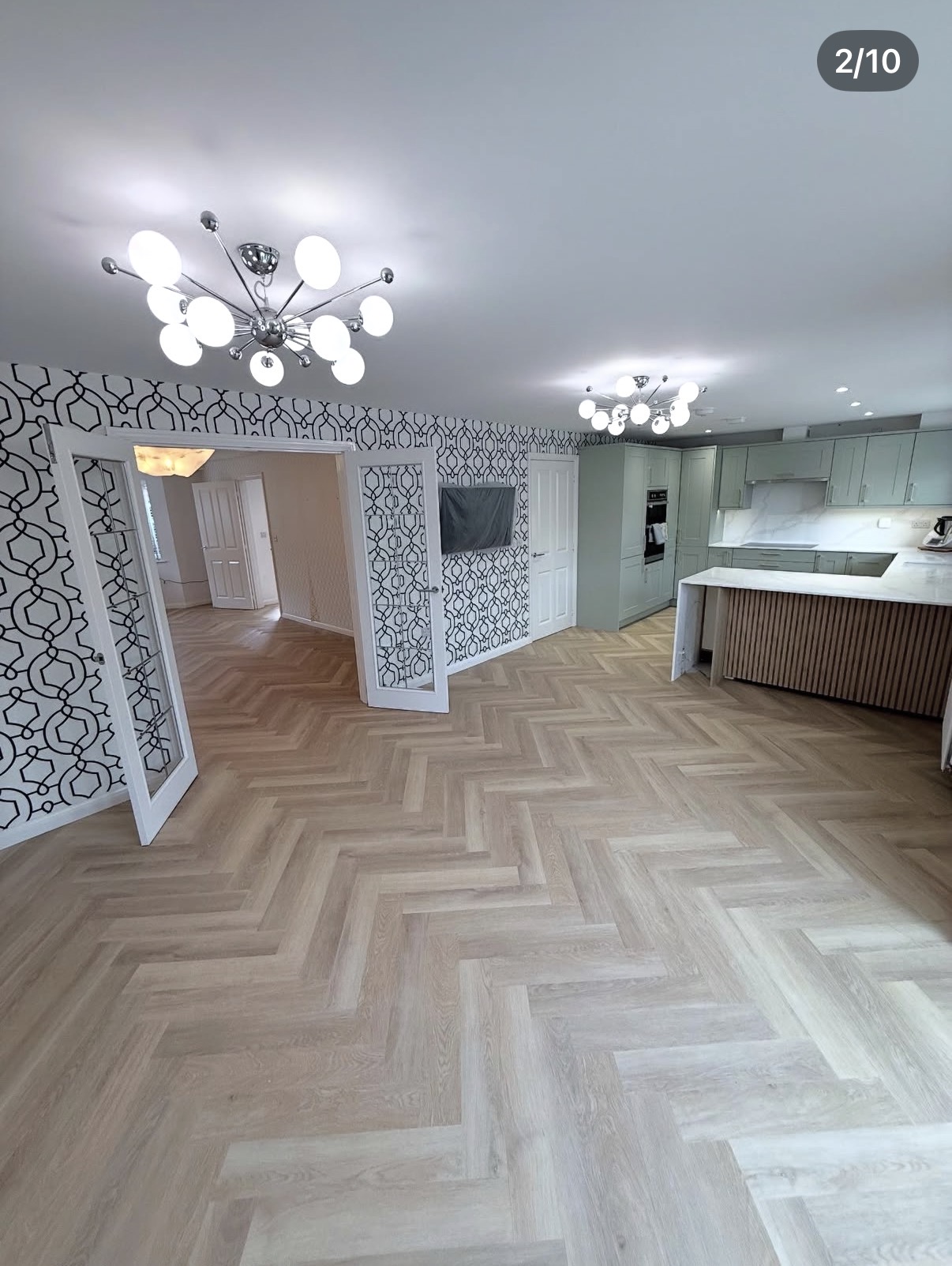 Large open plan herringbone installation